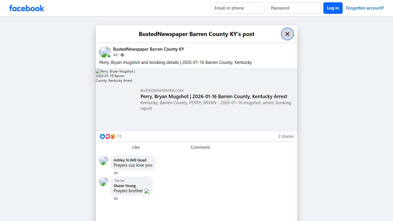 Perry, Bryan mugshot... - BustedNewspaper Barren County KY | Facebook