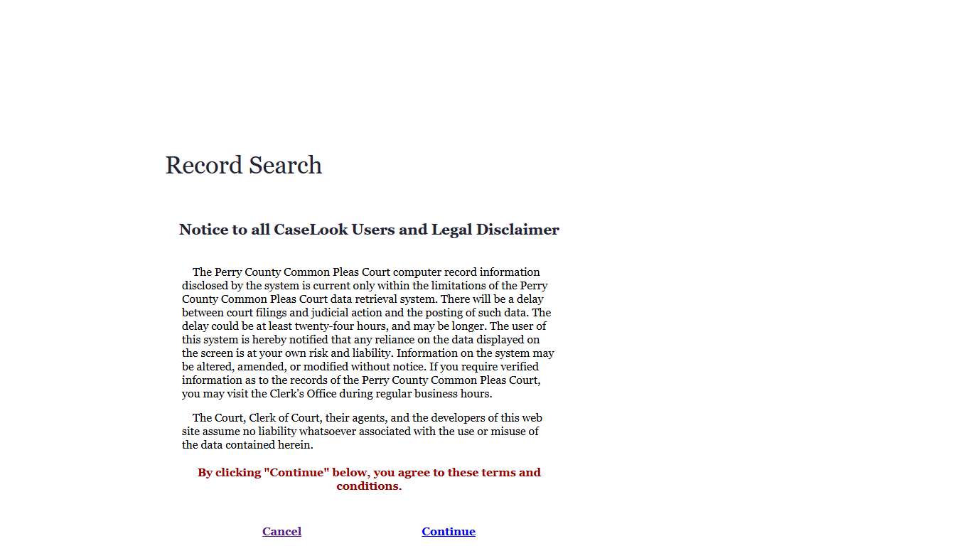 Perry County Common Pleas Court - Record Search